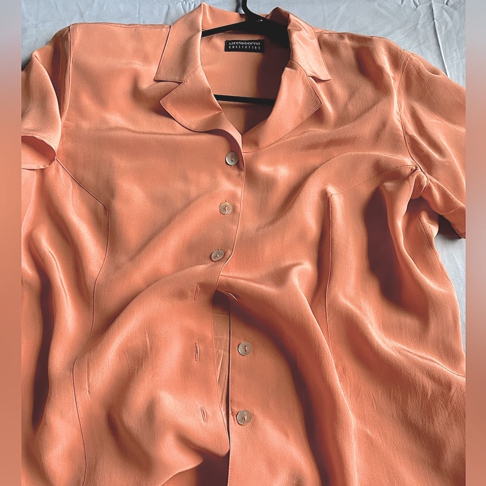 Gorgeous Saffron Pink Silk Dress Button Down | size 6 | NWOT